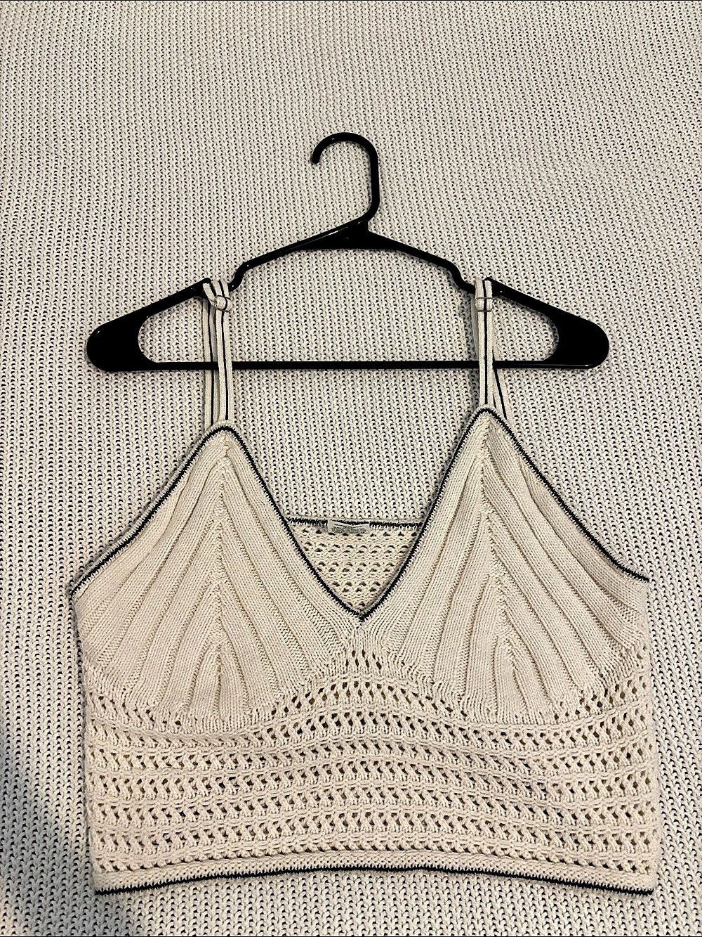 Wild Fable Crochet Knit Crop Tank in Cream Size Large